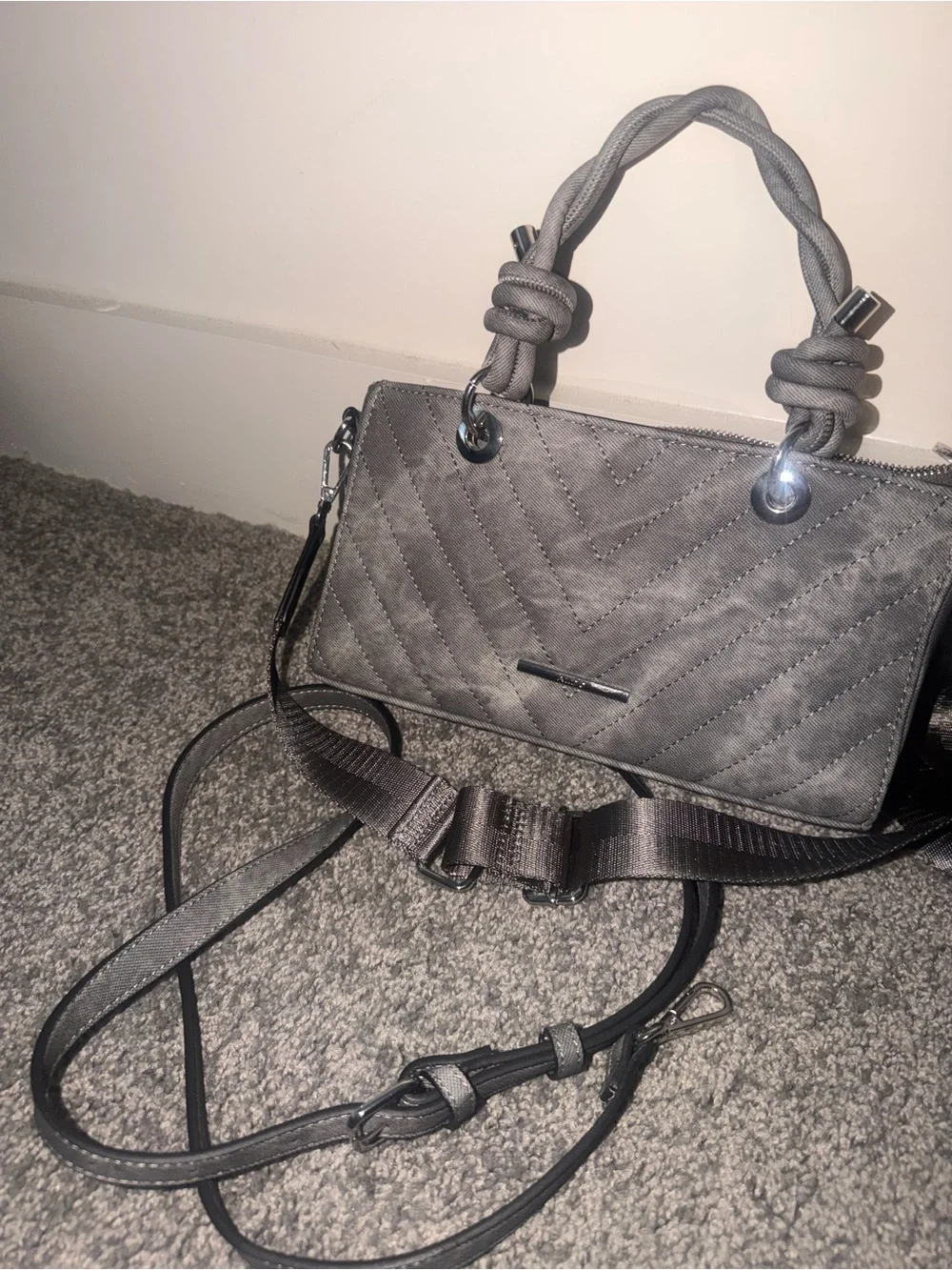 Aldo Gray  Quilted Crossbody Satchel